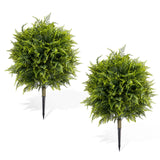 Garvee Set 2 Palline Artificiali di Bosso 90x60 cm con Picchetto in Ferro, Resistente alle Intemperie, Materiale PE, Facile Cura, Decorazione per Giardino e Terrazza