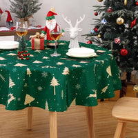 Garvee Mantel De Navidad Impermeable Lavable Con Diseño Renos Clásico Verde 60'' Redondo Para Interiores Y Exteriores