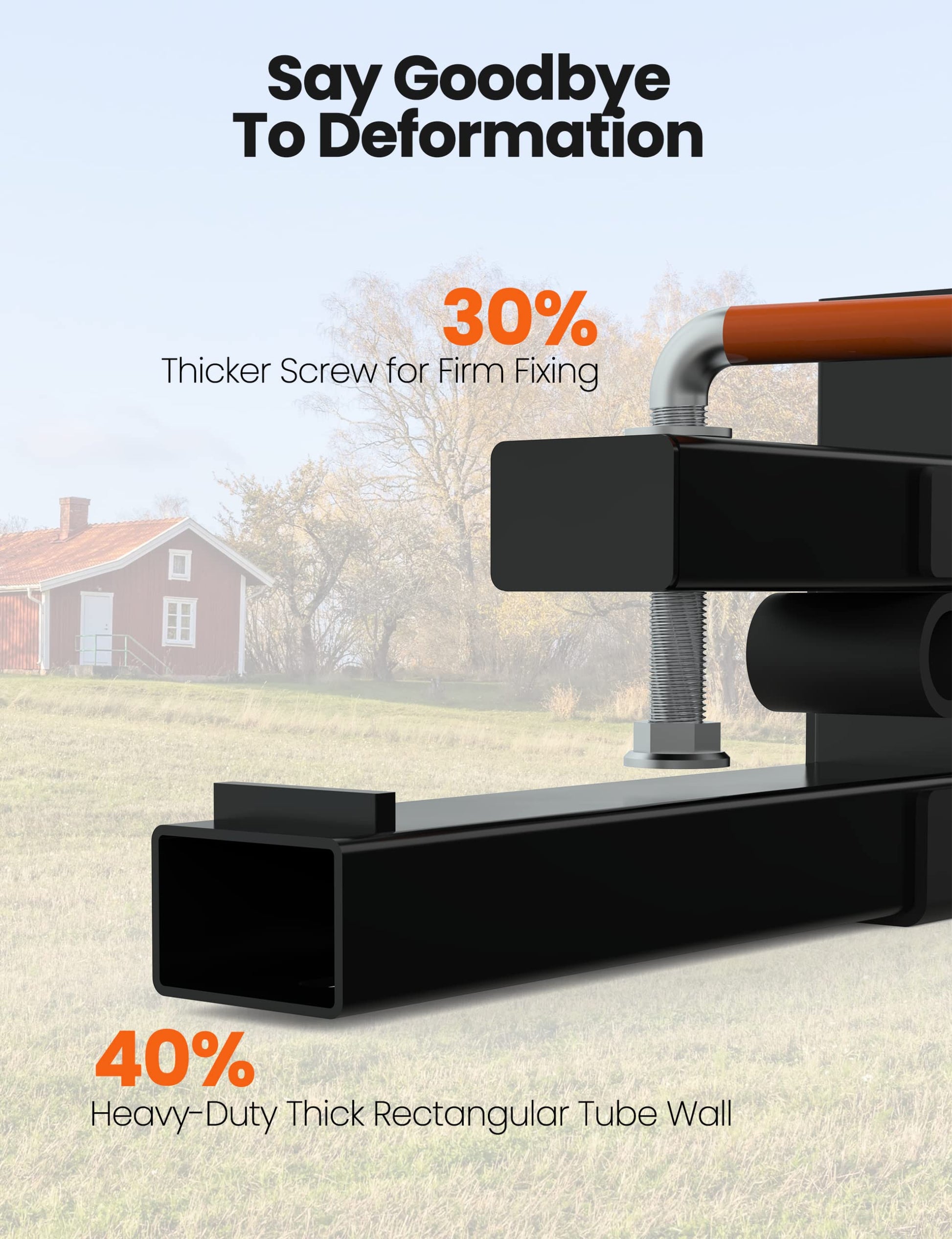 Forche per pallet Garvee da 43" con capacità di carico di 2000 libbre, barra stabilizzatrice regolabile in acciaio robusto per benna per trattore, agricoltura