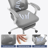 Sedia da ufficio ergonomica Garvee in rete con supporto lombare regolabile e poggiapiedi per ufficio e gaming, traspirante, comoda, nera