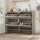Garvee Mobile Porta Scarpe con 4 Cassetti Ribaltabili, Organizzatore Moderno, Legno Resistente, Salvaspazio, Grigio, Ingresso e Soggiorno