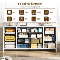 Mobile TV Garvee da 160 cm con 14 cassetti e prese per soggiorno, camera da letto, sala da pranzo, bianco