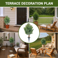 Garvee, set di alberi artificiali in cipresso da 30", resistenti ai raggi UV, tutte le intemperie, con picchetto, facili da pulire, per decorazioni da giardino interne ed esterne, verde