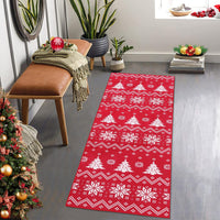 Garvee Teppichläufer Natalizio Antiscivolo Lavabile 60x180cm Rosso Motivo Fiocchi di Neve per Soggiorno e Camera da Letto