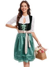 Garvee Dirndl da donna, abito tradizionale corto, midi Dirndl, set completo, verde, taglia 40, per l'Oktoberfest e altre occasioni festive