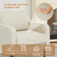 Poltrona Garvee Mid-Century, tessuto di lino, beige, per soggiorno e ufficio, 30"L x 32"A, comoda seduta in schiuma, struttura in legno