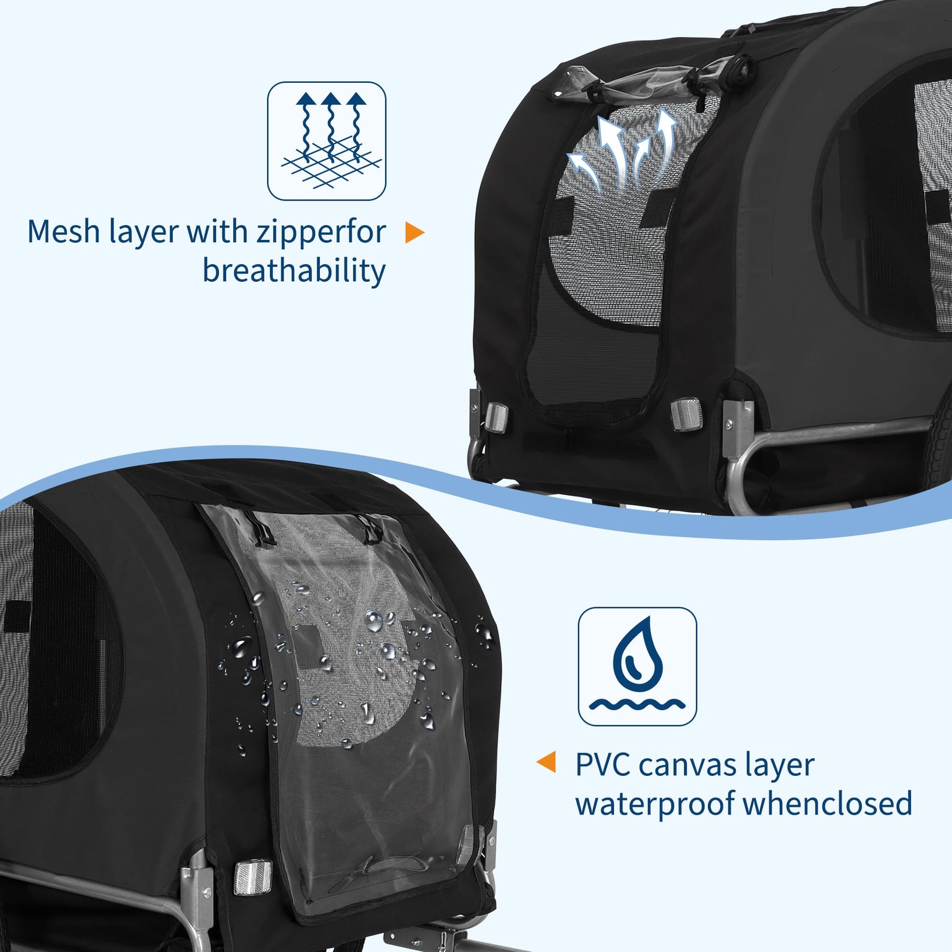 Trasportino per cani da bicicletta Garvee, capacità 88 libbre, con pneumatici da 19", per cani di taglia media e grande, avventure all'aria aperta, pieghevole, Oxford 600D, nero