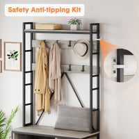 Garvee Hall Tree con panca e guardaroba 5 in 1 Organizer per corridoio e ingresso Legno Regolabile Robusto