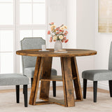 Garvee Tavolo Da Pranzo Rotondo 43" Per 2-4 Persone, Base In Legno Con Ripiano, Moderno Stile Farmhouse, Salvaspazio, Bianco - Brown