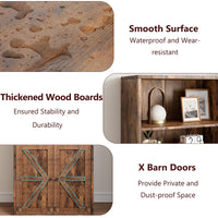 Libreria Garvee con ante, stile industriale, 6 ripiani, profondità 11,8 pollici, stile fattoria in legno, soggiorno, ufficio, bianco