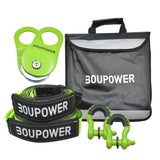 Garvee Kit di Recupero per ATV & UTV con Corde, D-Ring e Protezioni per Alberi - Offroad, Emergenze, Acciaio Zincato, Borse Protettive - Grün Mit 6M Rope