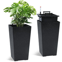 Garvee Set di 2 fioriere alte 57.15 cm con irrigazione automatica e monitor del livello dell'acqua per balcone e terrazza, pois bianchi e neri, plastica resistente alle intemperie