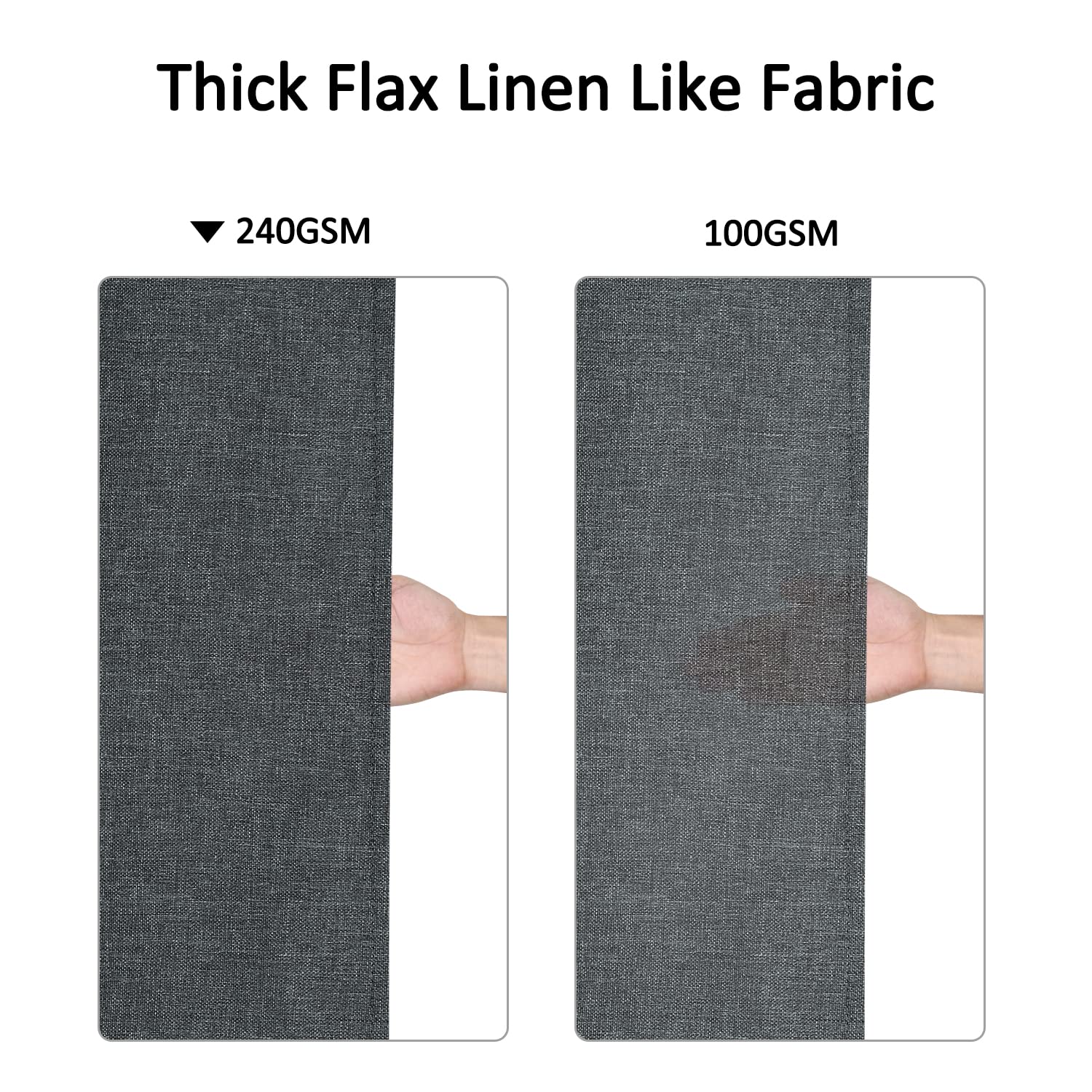 Garvee Duschvorhang Flachs-Leinenoptik 240GSM Wasserabweisend 100% Polyester Dunkelgrau 120x200 cm Hotel-Luxus Bad