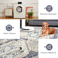 Tappeto Garvee Vintage Boho 120x170cm – Tappeto lavabile a pelo corto con supporto antiscivolo in TPR per soggiorno, camera da letto e ufficio