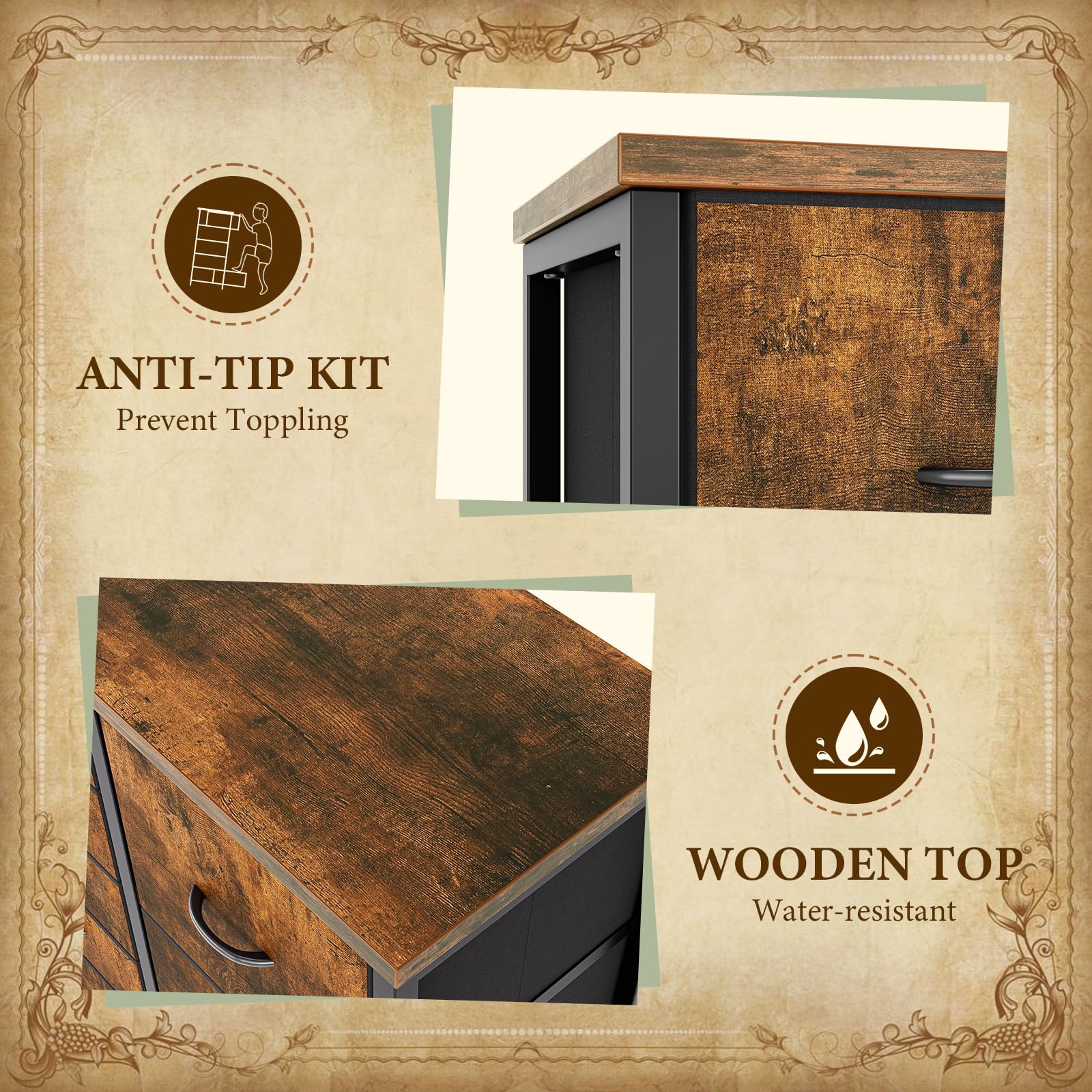 Garvee Commode en Tissu con 15 cassetti, struttura in metallo, robusto e durevole, 100x30x123 cm, camera da letto e soggiorno, grigio