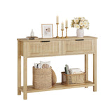 Garvee Tavolo Consolle da Ingresso in Legno con 2 Cassetti, Ripiano, Design Rustico, MDF Robusto, Versatile per Soggiorno e Corridoio, 110x30x80 cm, Burlywood