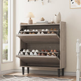 Scarpiera Garvee con 2 cassetti a scomparsa, ripiano regolabile, legno MDF, salvaspazio, robusta, grigia, per corridoio e soggiorno - Grigio