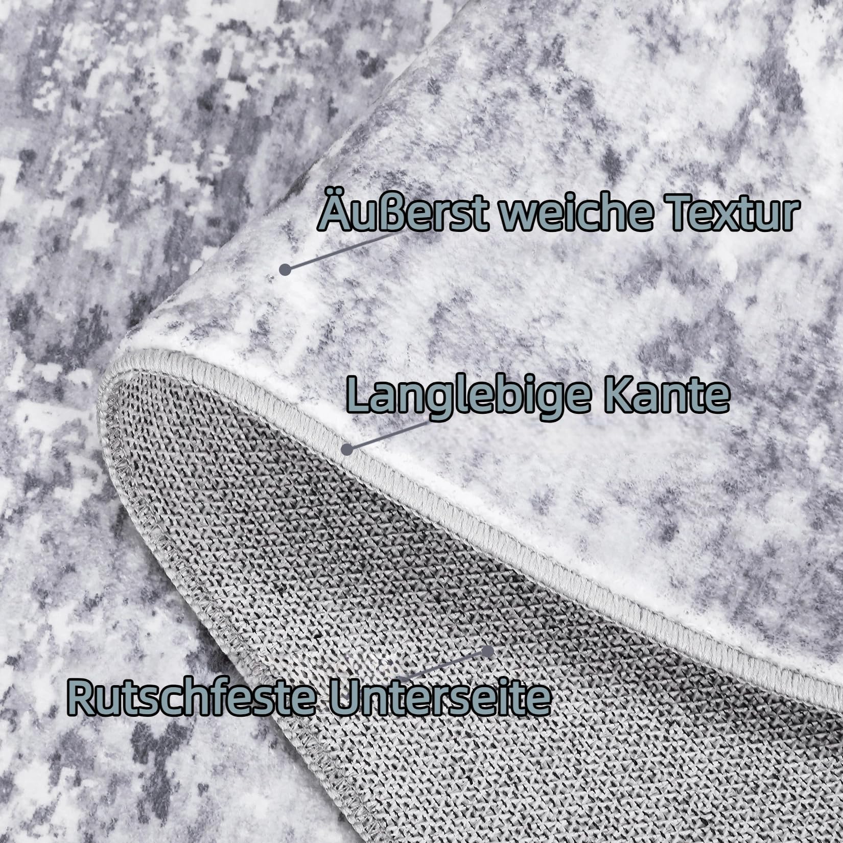 Tappeti astratti Garvee per camera da letto, soggiorno, lavabili, design moderno, grandi 140x200 cm, grigio