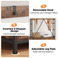 Garvee Hall Tree con panca e guardaroba 5 in 1 Organizer per corridoio e anticamera in legno rustico regolabile