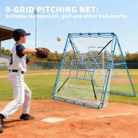 Rete da rimbalzo per lancio di baseball Garvee 5x4 piedi con bersaglio a 9 fori, angolo regolabile, struttura in metallo, pieghevole, versatile per giardino e allenamento
