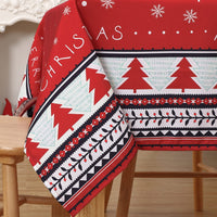 Tovaglia Garvee in tela cerata idrorepellente rossa con albero di Natale rettangolare 52x52 pollici