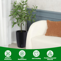 Set di fioriere autoirriganti Garvee alte 16" con indicatore del livello dell'acqua visibile per interni e patio, nere, robuste e ventilate