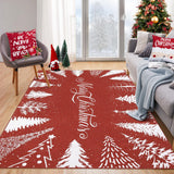Tappeto natalizio lavabile Garvee con fiocco di neve e albero rosso 120x170 cm per soggiorno e camera da letto