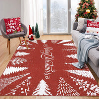 Tappeto natalizio lavabile Garvee con fiocco di neve e albero rosso 120x170 cm per soggiorno e camera da letto
