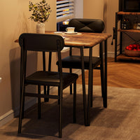 Set da pranzo Garvee per 2 persone con sedie imbottite, tavolo in MDF vintage, struttura in metallo robusto, salvaspazio, per cucina e stanze piccole, grigio/nero