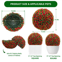 Garvee 17" palle di bosso artificiali, set di 2, materiale PE resistente alle intemperie e di facile manutenzione, per giardino, matrimonio, verde