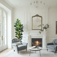 Albero di fico artificiale Garvee da 6 piedi con 74 foglie, vaso in poliestere bianco, decorazione per interni ed esterni, rami regolabili, stabile e durevole