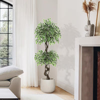 Albero di ficus artificiale Garvee da 5 piedi con oltre 1100 foglie di seta, vaso in ceramica RESISTANT, muschio e ciottoli per ufficio e soggiorno, verde realistico