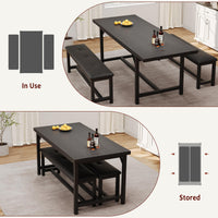 Tavolo da pranzo estensibile Garvee per 4-6 persone, 160 cm in legno, nero retrò, salvaspazio, stabile, facile da montare