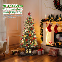 Albero di Natale Garvee da 125 cm con illuminazione a LED e base a forma di renna - Albero di Natale artificiale per decorazioni festive