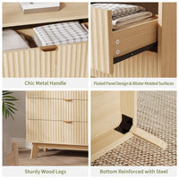 Cassettiera Garvee a 3 cassetti, design scanalato in stile moderno di metà secolo, MDF e legno massello, antiribaltamento, camera da letto, soggiorno, 31,49" L 30,94" A