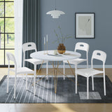 Set di 4 sedie da pranzo Garvee - Impilabili, ergonomiche - Gambe in metallo, plastica - Bianco - Per cucina, ufficio, spazi esterni - bianco