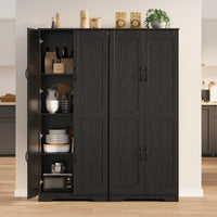 Mobile dispensa alto Garvee da 152.4 cm con 2 ante, ripiani regolabili, legno P2, maniglie in metallo, nero, per cucina e bagno, indipendente, 59.9 cm L x 30.2 cm P x 152.4 cm A