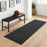 Garvee Tappeto Moderno Lavabile in Poliestere Antiscivolo Nero 60x230cm per Soggiorno e Corridoio - Tono Nero