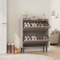 Scarpiera Garvee con 2 cassetti a scomparsa, ripiano regolabile, legno MDF, salvaspazio, robusta, grigia, per corridoio e soggiorno