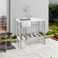 Lavello multiuso in acciaio inox Garvee 30x16x30 pollici con rubinetto girevole a 360° per cucina e garage, antiruggine, multifunzionale