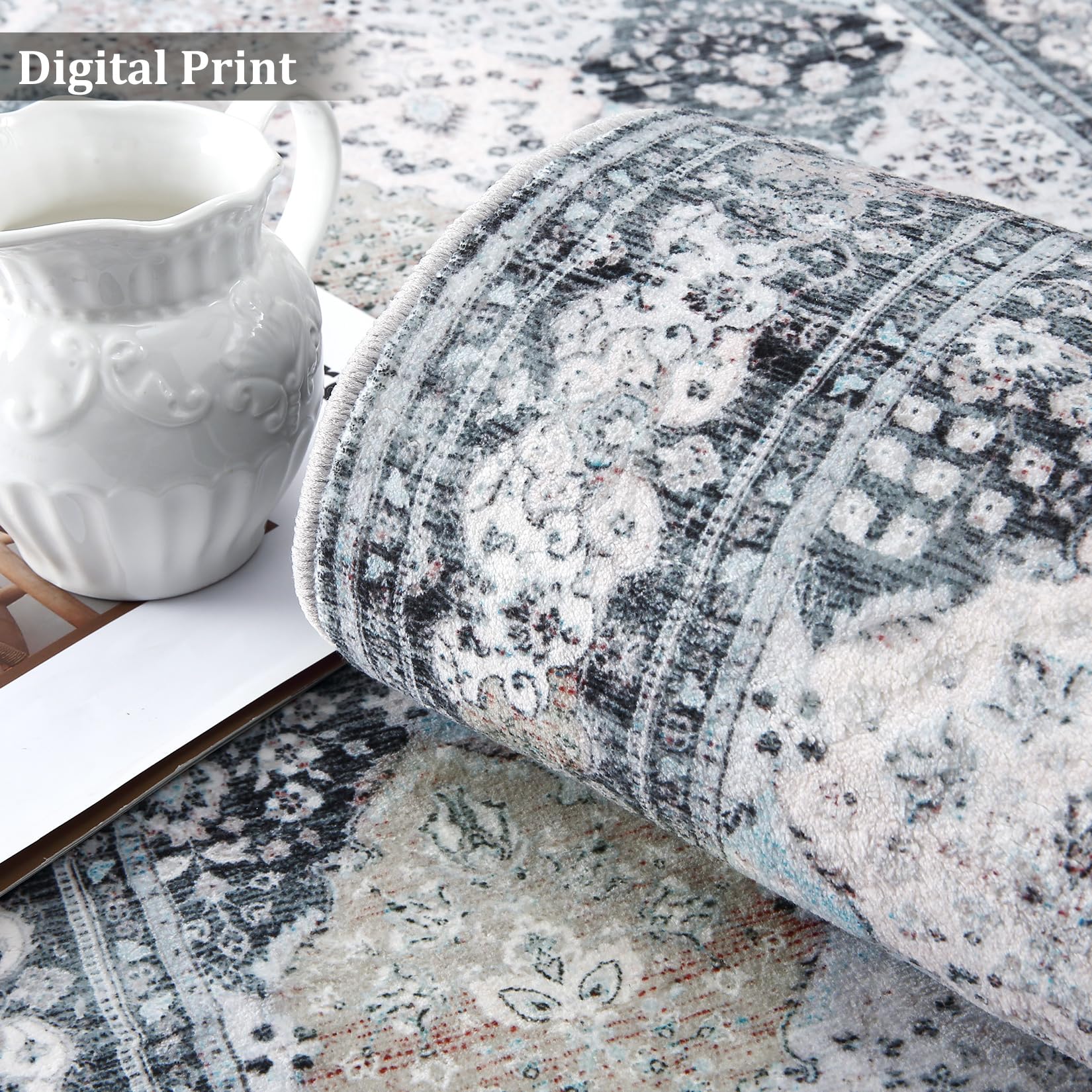 Tappeti Garvee Boho, tappeti lavabili per soggiorno, tavolo da pranzo, camera da letto, cucina, 60 x 230 cm, blu