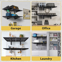 Scaffalatura da parete per garage in acciaio per impieghi gravosi Garvee, confezione da 2, 1,6 x 4 piedi, verniciata a polvere, con ganci per garage e officina, capacità di carico di 560 libbre, collegamento a vite