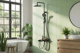 Sistema Doccia Garvee con Doccia a Pioggia Set Testa Doccia 250mm Acciaio Inox Cromo con Mensola Integrata Regolabile in Altezza Design Moderno per Bagno - Schwarz Rund D25Cm