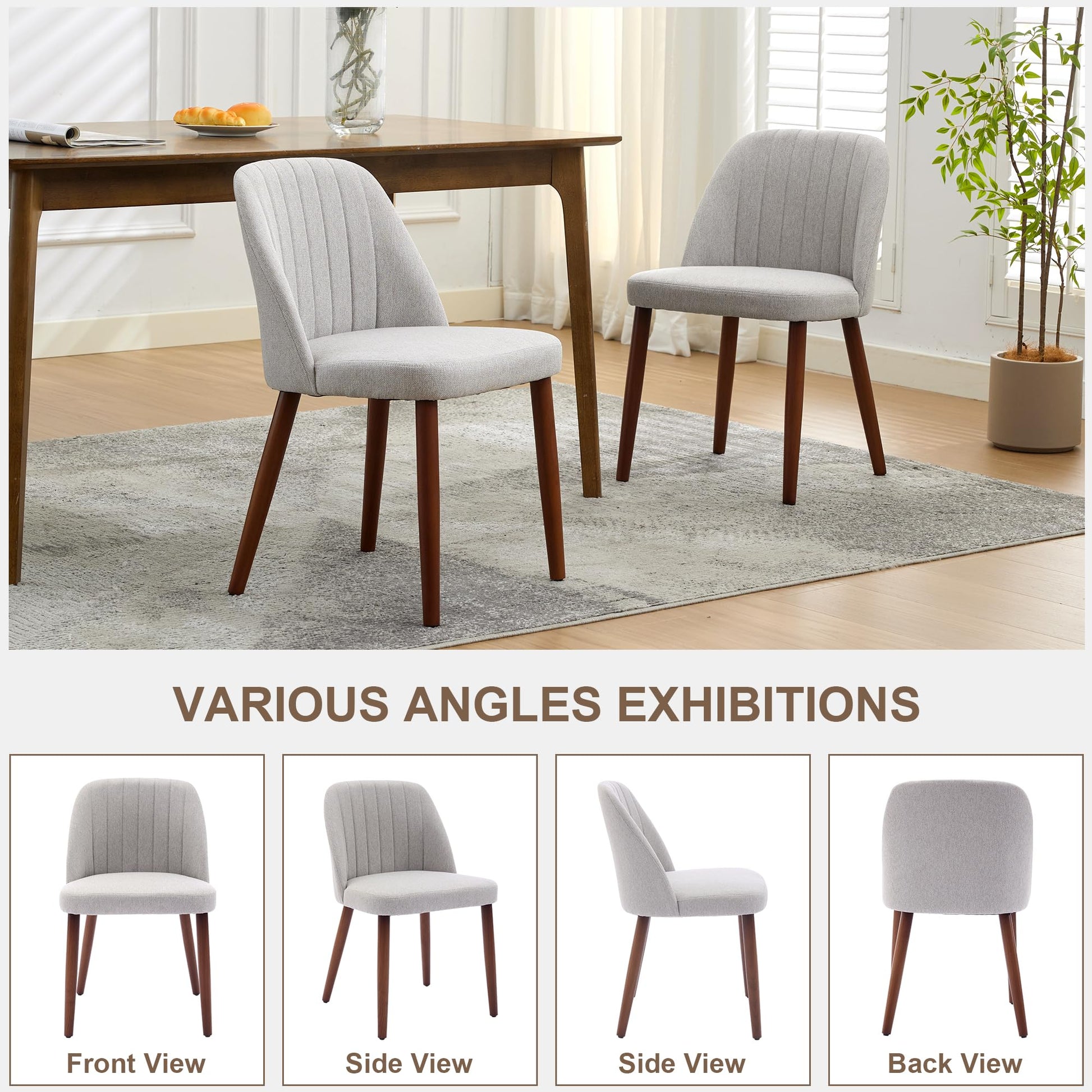 Sedie da pranzo in legno Garvee, set da 2, imbottite, comode, per cucina e ristorante, grigio, 20,5"P x 18,1"L x 30"A