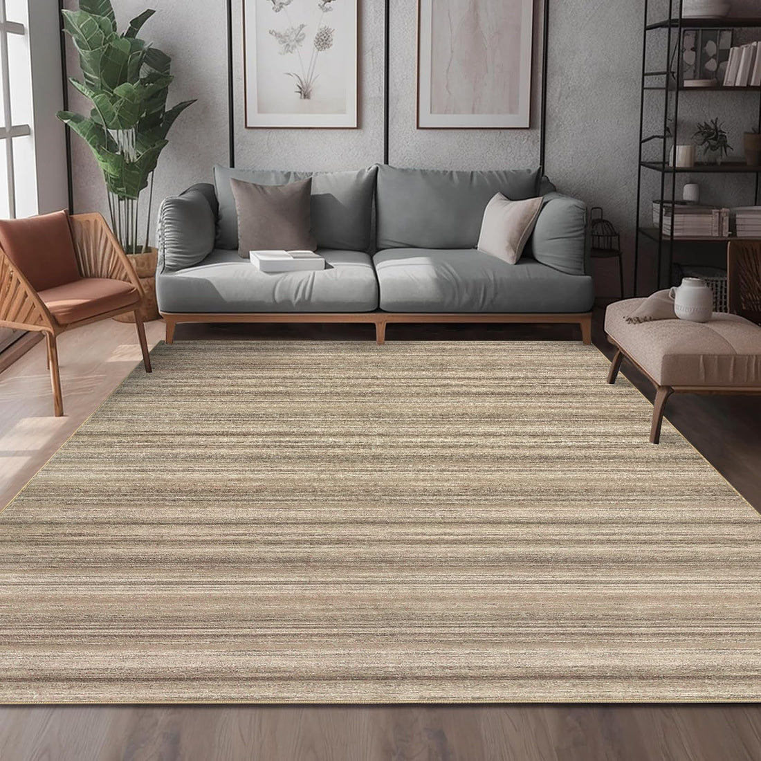 Tappeto per soggiorno Garvee 120x170cm Marrone Moderno Pelo corto Morbido Antiscivolo per soggiorno Camera da letto Sala da pranzo