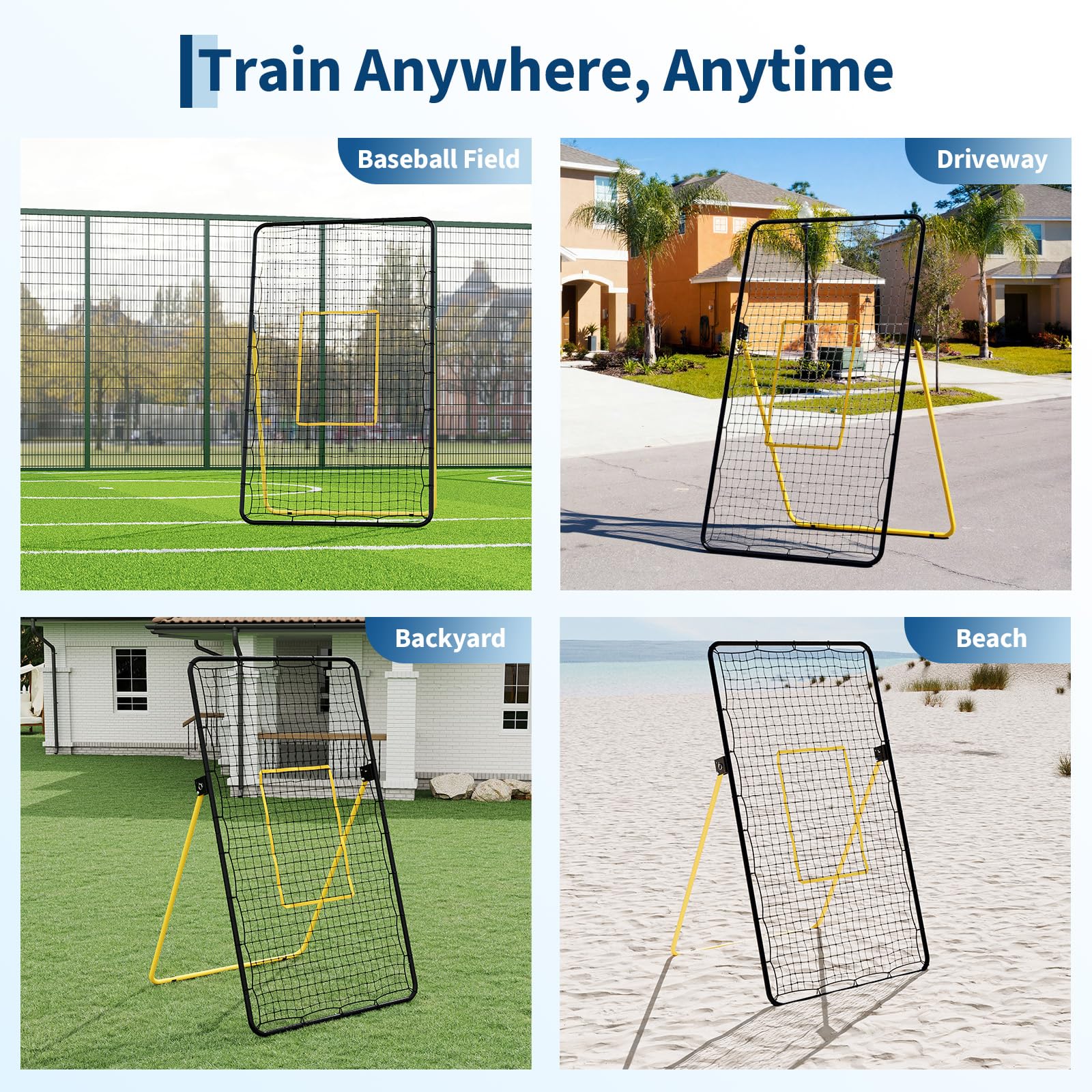 Rete da rimbalzo per pallavolo Garvee 7x4 piedi, rete in PE multi-angolo regolabile, robusta e pieghevole per allenamento all'aperto