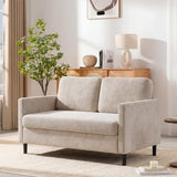 Garvee Divano Loveseat 2 Posti 51" In Lino Sintetico Beige, Schienale Largo, Sedute Imbottite, Telaio In Legno, Braccioli Imbottiti, Per Soggiorno E Camera, Montaggio Senza Attrezzi