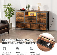 Cassettiera GARVEE con cassetti, con presa e LED, 8 cassetti, cassettiera multifunzionale per camera da letto e soggiorno - Credenza robusta e durevole, 120*36*75 cm