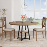Garvee Tavolo Da Pranzo Rotondo 119 cm Per 4-6 Persone, Stile Industriale, Ripiano In Legno, Struttura In MDF E Metallo, Salvaspazio, Grigio