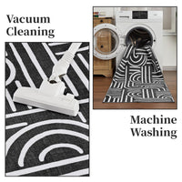 Tappeto per soggiorno Garvee 120x170 lavabile a pelo corto antiscivolo nero